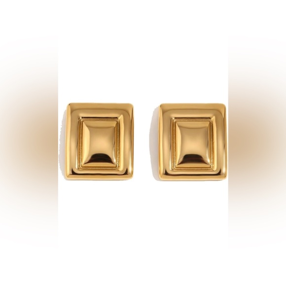 18K Gold Plated Rectangular Earrings*Old Money Style*Statement Earrings - Picture 9 of 10